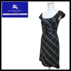 【美品】バーバリーブルーレーベル ノバチェック ワンピース ホースロゴ 38 M