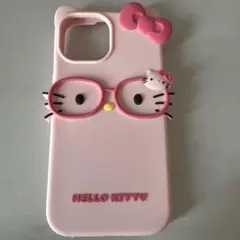 ⭐️ハローキティ 立体メガネ付きiPhoneケース 13/14/15対応 ピンク