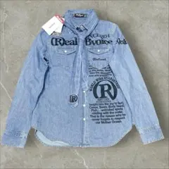 新品✨RealBvoice 標誌印花牛仔襯衫 附領帶 M 大人