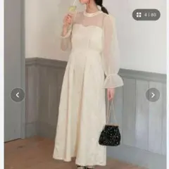 【最終お値下げ】forksy. サテン ジャガード シアー ワンピース 結婚式