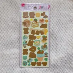 クマ型スイーツ ステッカー シール 3枚セット デコ コラージュ シール帳