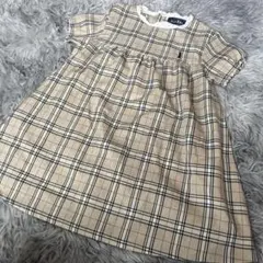 【美品】EAST BOY ベージュ チェック 半袖ワンピース　110cm