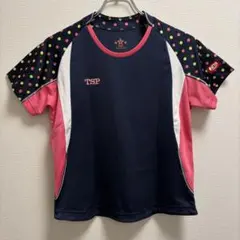 TSP ティーエスピー 卓球シャツ Mサイズ ネイビー×ピンク ドット柄