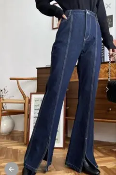 センタースリット フレアパンツ インディゴブルーのサムネイル