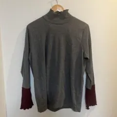 しまむら　田中里奈さんコラボ　配色テレコプルオーバー　濃赤　4L