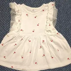 【新品未使用】フリル付き花柄刺繍ワンピース 95cm　女の子