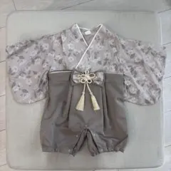 ◼︎バースデイ cottoli◼︎ベビー 袴ロンパース ベージュ 80size