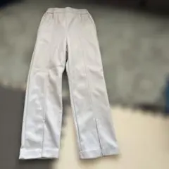 フリース素材 ライトグレー ストレートパンツ