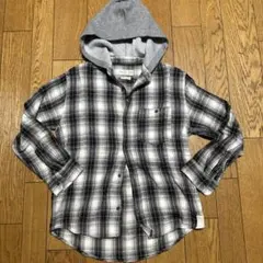 Zara kids 152 フード付き黒白チェックシャツ