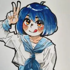原画 手描き アナログ 制服 セーラー服 女の子 星 花 - メルカリ