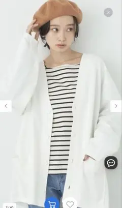 earth music&ecology ノーカラー ロング カーディガン