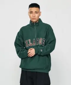 XLARGE Champion コラボ ハーフジップスウェット 緑