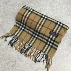 90s Burberry ノバチェック柄 マフラー ベージュ ラムウール ②