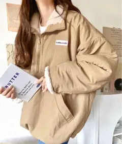 JAVAリバーシブルハーフジップナイロンボア オーバーサイズ ブルゾン