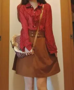 森ガール　フェアリーグランジ　ドット　水玉　ワンピース