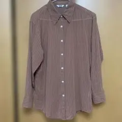 ユニクロＵ　シアーストライプ シャツ ブラウン