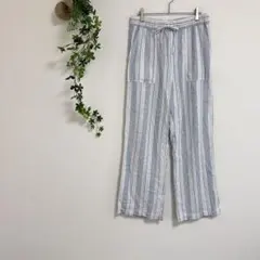 ［GAP］カジュアルパンツ（S）ストライプ　ライトブルー　ウエストゴム