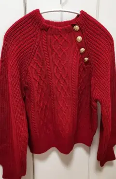 vis ニット 赤 セーター 長袖 レディース