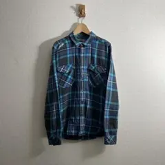 BILLABONG ビラボン ネルシャツ チェックS 刺繍ロゴ サーフ