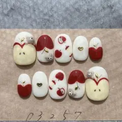ネイルチップりんごひょっこり3Dくまさんハート個性派946オーダー専用