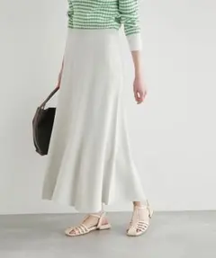 美品‼️ロペピクニック　Aラインロングフレアスカート　涼感素材　薄いグレー