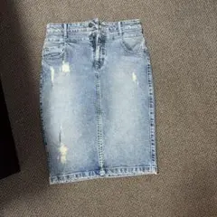 GUESS デニム タイトスカート ダメージ加工 ひざ丈 Sサイズ レディースのサムネイル