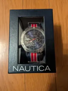 【未使用】NAUTICA ノーティカ腕時計 ネイビー×レッド ナイロンベルト