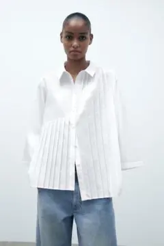 アシンメトリー プリーツ シャツ ZARA
