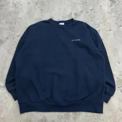 columbia　スウェット　無地　ワンポイント　古着　ネイビー　XL