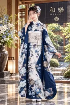 ♦︎和樂京都♦︎濃紺♦︎豪華絢爛♦︎振袖フルセット♦︎フルオーダー♦︎高級手縫いお仕立て ♦︎格調高い濃紺振袖♦︎和樂京都♦︎豪華絢爛♦︎フルセット♦︎フル