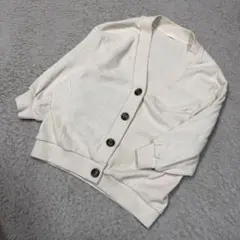 ジーユー きれいめ ナチュラル カジュアル ワッフル地 ブイネック カーディガン