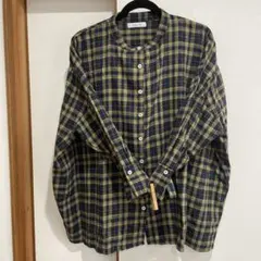 Colork カラック　チェック　起毛　ブラウス　ネイビー✕イエロー系