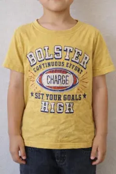 キッズ 120 半袖Tシャツ イエロー ロゴプリント 男の子