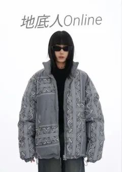 地底人オンライン リバーシブル ダウンジャケット 試着のみ / 地底人】リバーシブル ダウンジャケット 黒 赤