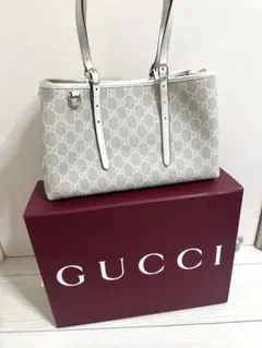 GUCCI GGエンブレム ミディアムトートバッグ 2way ホワイト ベージュ 
