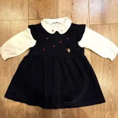 familiar ネイビー ジャンパースカート&ブラウスセット　80cm