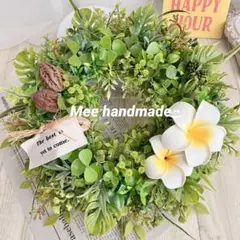 ハワイアン リース プルメリア 多肉植物 モンステラ 南国グリーン