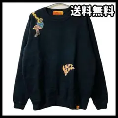 LEFTALONE レフトアローン 印 両面 刺繍 スウェット XL ネイビー