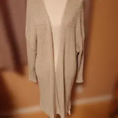 ベージュ ニット ロングカーディガン