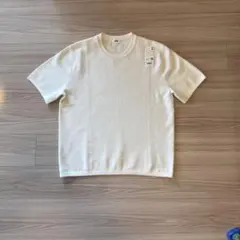 25ss UNIQLO ウォッシャブルミラノリブニットTシャツ　01オフホワイト