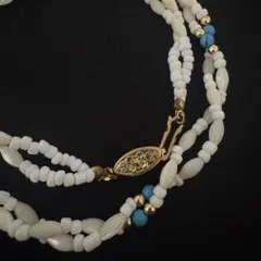 a*o様 シェル × ターコイズ 多層ビーズ アンティーク ネックレス ホワイト