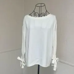 スピックアンドスパン 袖リボンブラウス 白 フリーサイズ