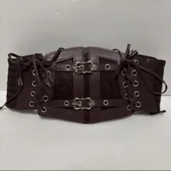 ゴスロリ　コルセットベルト　太ベルト　地雷系　ブラウン　レースアップ　③