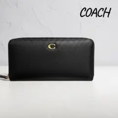 COACH コーチ 長財布 ラウンドファスナー ブラック ゴールド金具 レザーのサムネイル