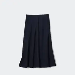 UNIQLO コットンフレアミディスカート ネイビー 丈75cm