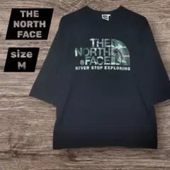 ノースフェイス　五分丈　Tシャツ　迷彩　カモフラ　黒　ブラック　M　匿名配送