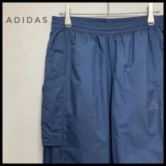 adidas ナイロンパンツ 裏メッシュ ネイビー カーゴパンツ　サイドライン