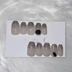 ネイルチップ現品 ワンホン ビジュー フラッシュ グリッター 韓国 量産型