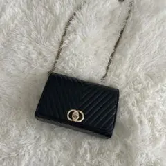 ブラックキルティングショルダーバッグ