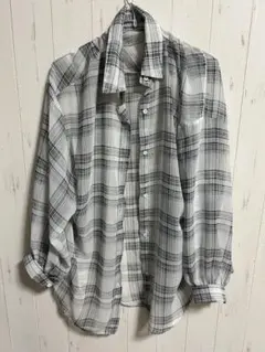 チェック柄 長袖シャツ ホワイト・ブラック